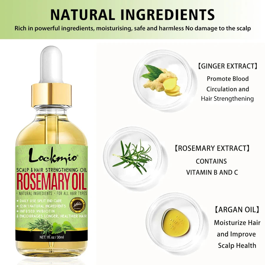 30ml Rosemary Oil For Hair and Dry Scalp Nourishing Treatment For Split Ends Hair Essential Oils