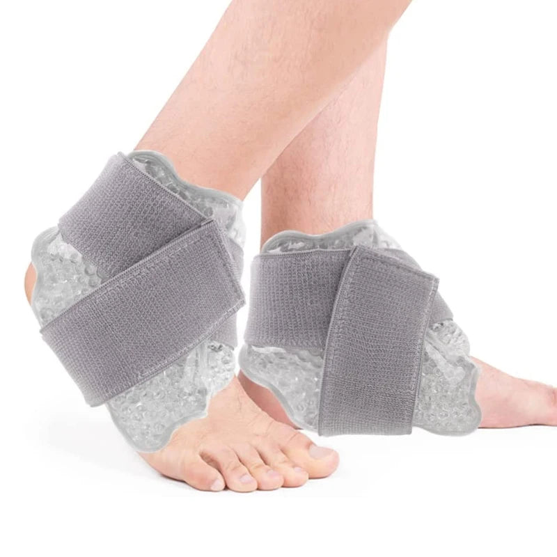 Reusable Ankle Brace Ice Pack for Hot Cold Therapy Flexible Gel Beads Foot Cooling Aid Sports Injuries Pain Relief Ankle Support