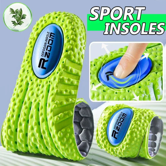 Sports Shock Absorption Insole Green PU Memory Foam Breathable Arch Support Orthopedic Shoes Pad Men Women Feet Care Shoes Pad