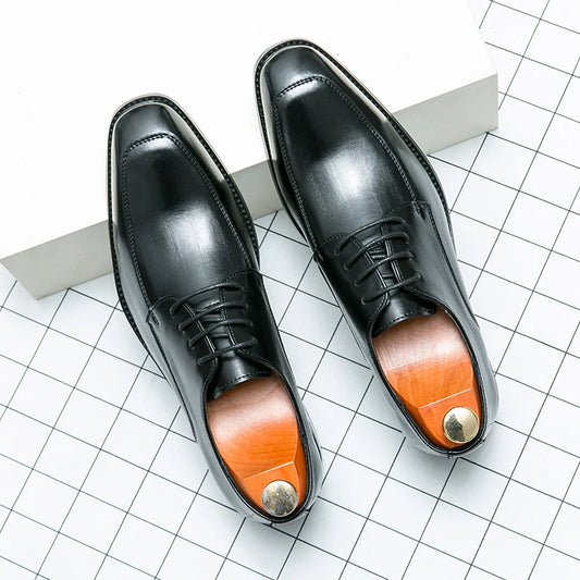 Men's Casual Oxford Shoes men Black Dress Wedding Shoes Luxury Pointed Toe Office Fashion Derby Shoes Business Leather Shoes