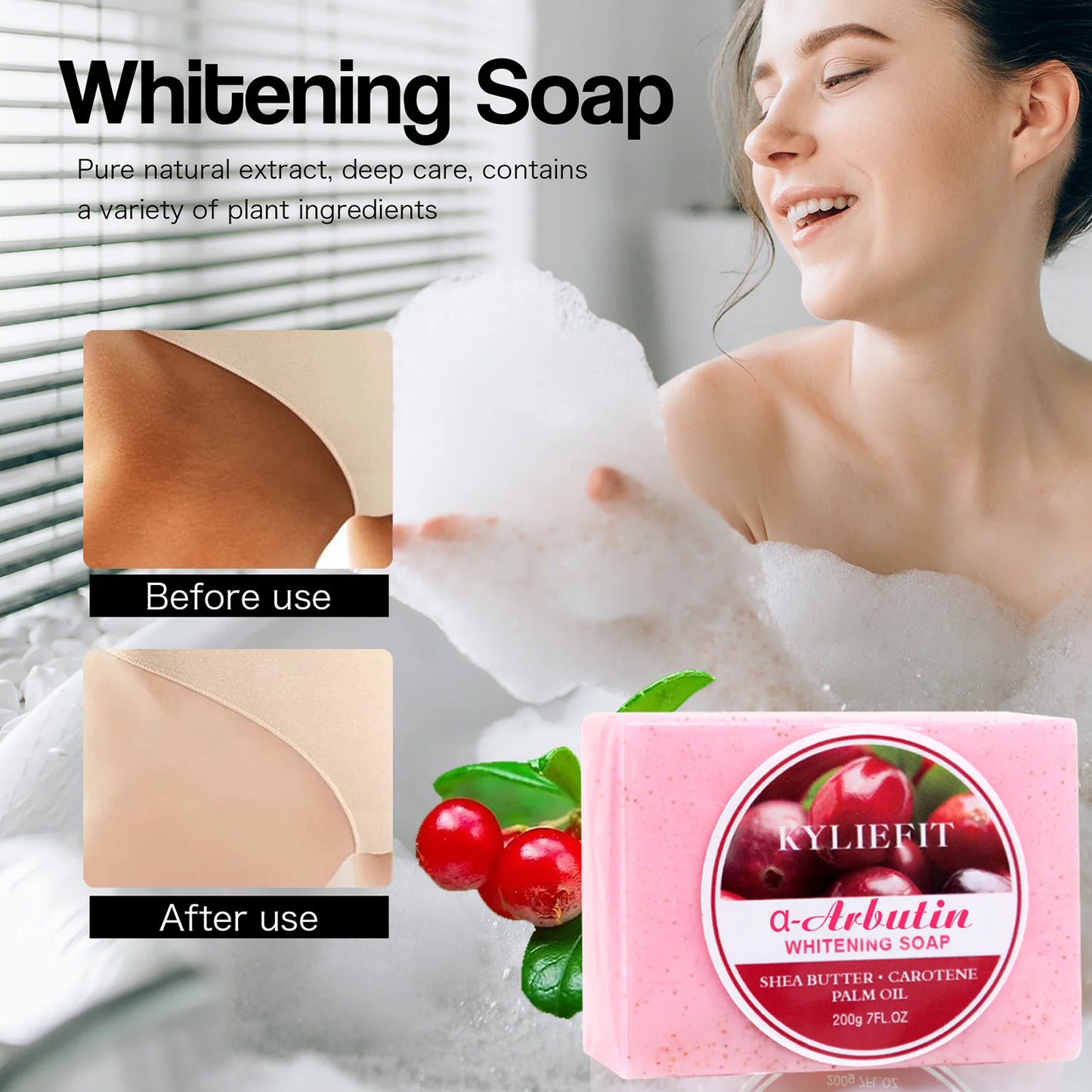 Brightening Soap Bar For Face And Body, Clean Skin  With Shea Butter, Carotene, Palm Oil, Arbutin, Oil Control, Soft Skin