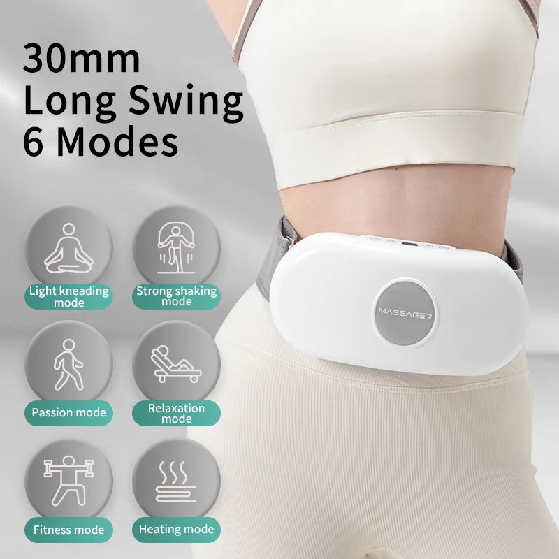 Electric Belly Shaking Massager Portable Wireless Abdominal Massage Belt Machine with Vibration Multi Modes Heated Fat Burner