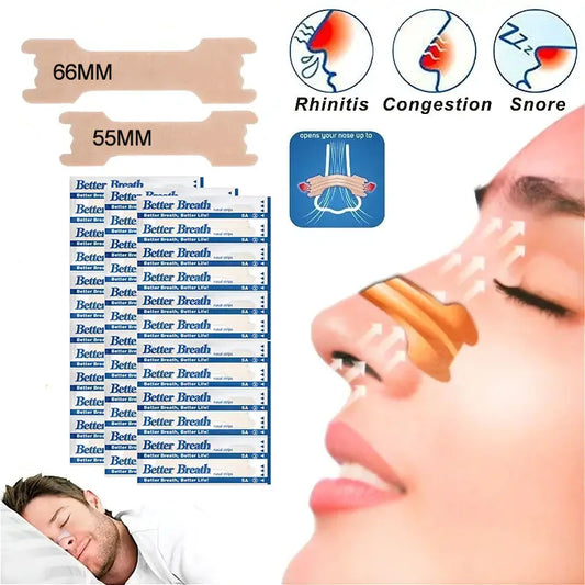 50pcs Anti-snoring Strips Easier to Breathe Help Breathing Reduce Snoring Nasal Strips Better Sleep Breathe Health Care