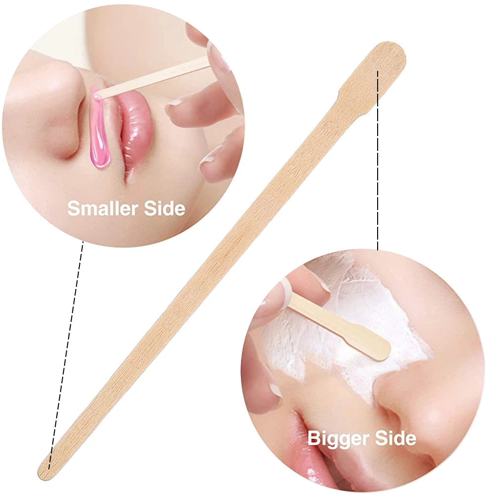 100pcs Wax Sticks Spatulas Applicator Wood Craft Sticks for Hair Removal Eyebrow Lip, Nose Disposable Wooden Hair Removal Stick