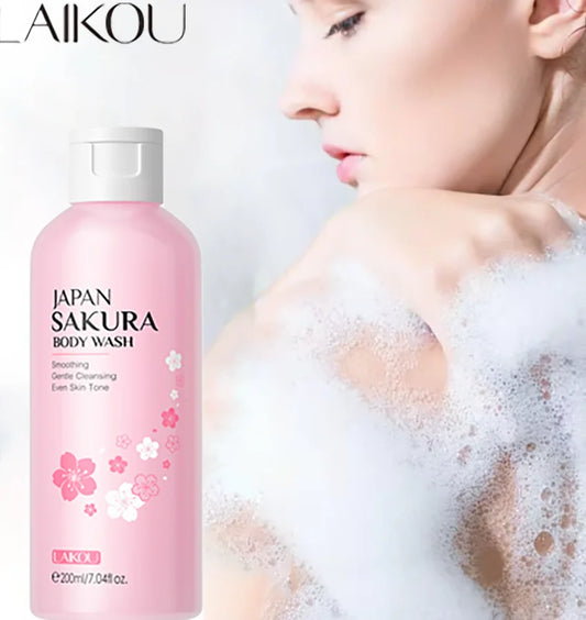 LAIKOU Sakura Shower Gel Long Moisturizing Smooth Long Lasting Fragrance Gentle Foam Body Cleansing Bath Product 200ml