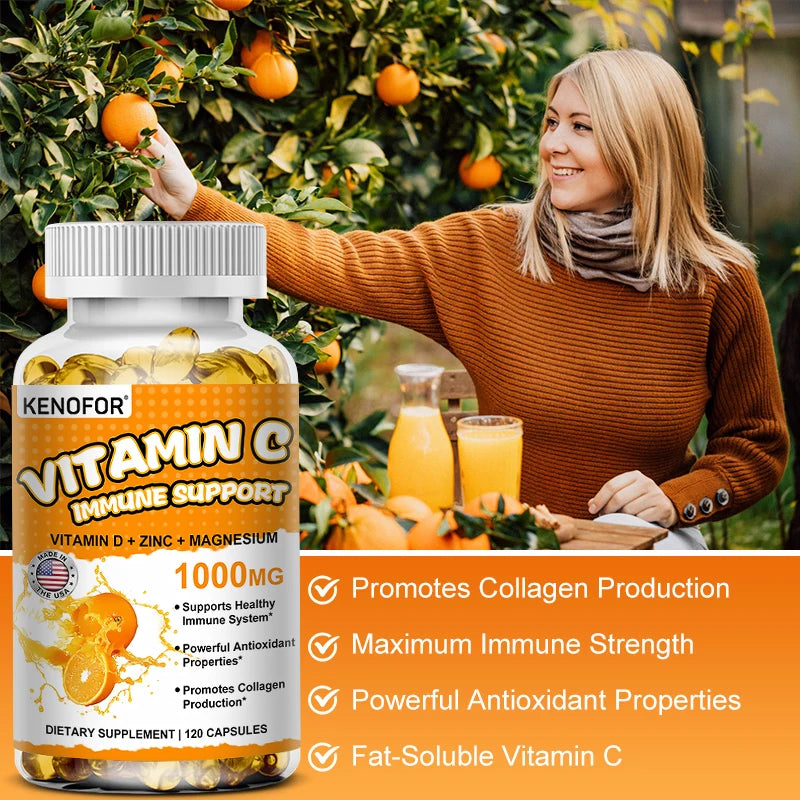 Vitamin C Supplement - Antioxidant, Promotes Collagen Production and Skin Health Essential Nutrient To Support Immune Health