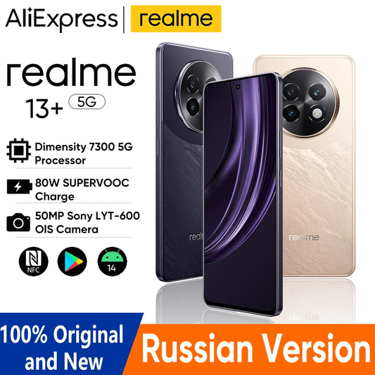 [World Premiere]realme 13 Plus 5G Smartphone Dimensity 7300 Energy Chipset 80W Charge 5000mAh Battery 50MP Sony OIS Camera NFC