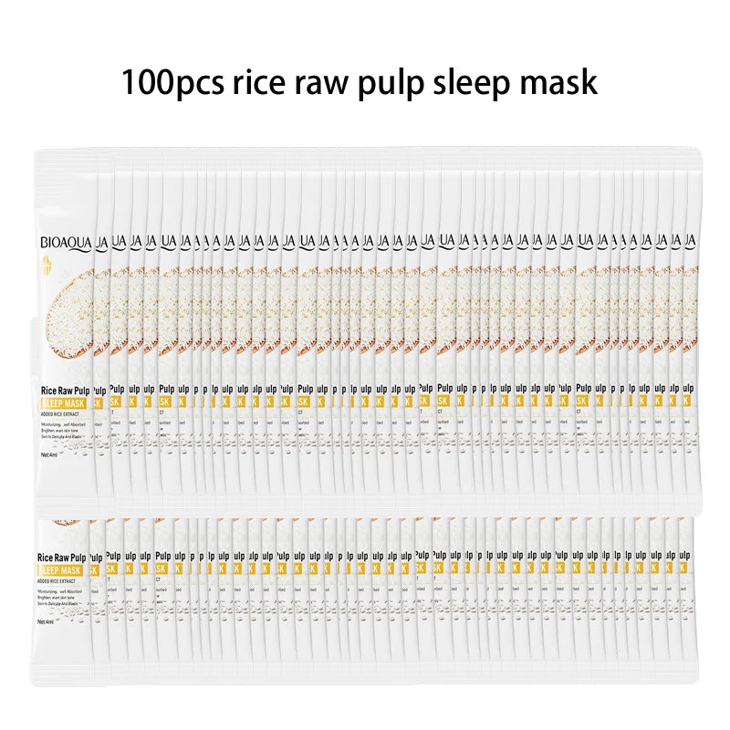 50/100pcs BIOAQUA Rice Raw Pulp Sleeping Masks Moisturizing Hydrating Face Mask Skincare Collagen Sleep Mask Improve Dryness