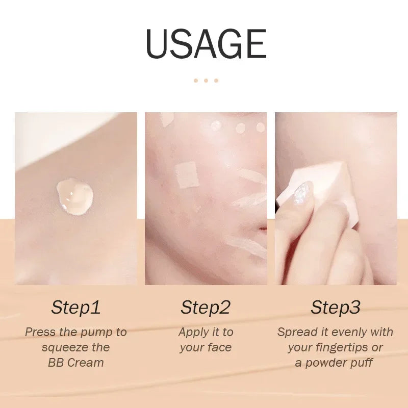 BB Cream Brighten Even Skin Tone Liquid Foundation Moisturizing Hydrating Concealer Cover Blemishes Concel Pores Makeup Base