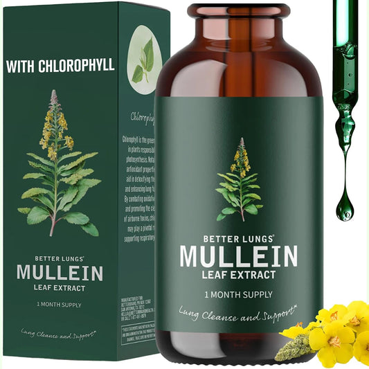 Mullein Drops for Lungs - Liquid Mullein Leaf Extract for Lungs Cleanse - Sugar & Alcohol Free - Respiratory Supplements