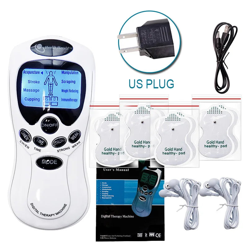 Electric 8 Modes Digital Therapy Muscle Stimulator Physiotherapy Microcurrent Low Frequency TENS Pulse Body Massager