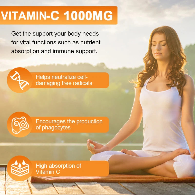 Vitamin C Supplement - Antioxidant, Promotes Collagen Production and Skin Health Essential Nutrient To Support Immune Health