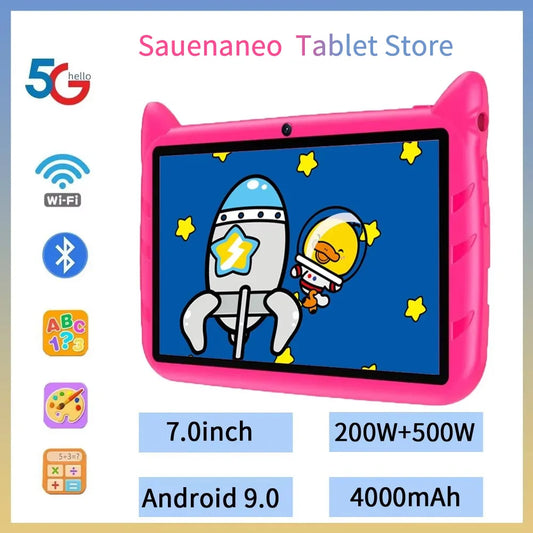 2024 New 7-inch WIFI Children's Tablet Four Core 4GB RAM 64GB ROM Game Education Children's Gift Android 9.0