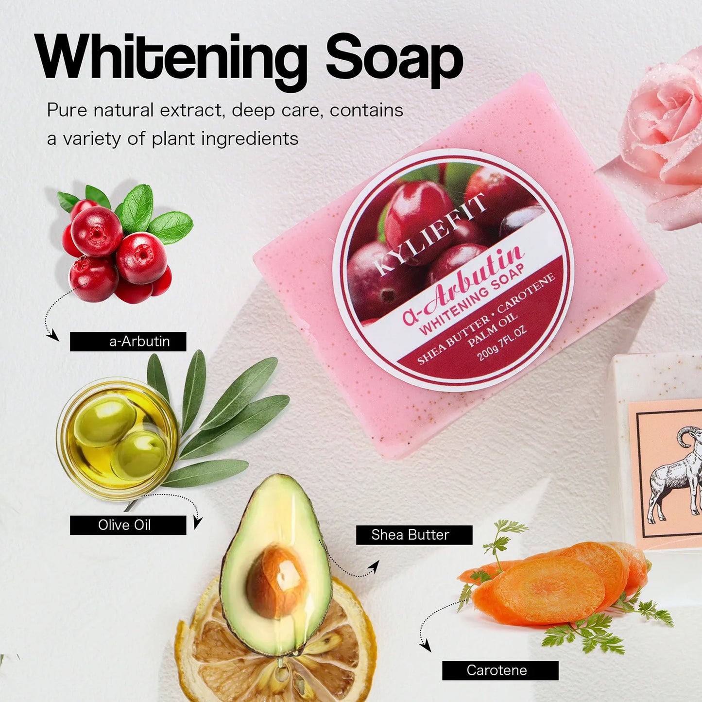 Brightening Soap Bar For Face And Body, Clean Skin  With Shea Butter, Carotene, Palm Oil, Arbutin, Oil Control, Soft Skin