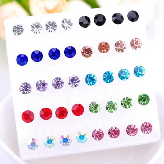 20 Pairs Chic Women Ear Studs Set Portable Ear Studs Set Exquisite Decorative Solid Color Ear Studs Set