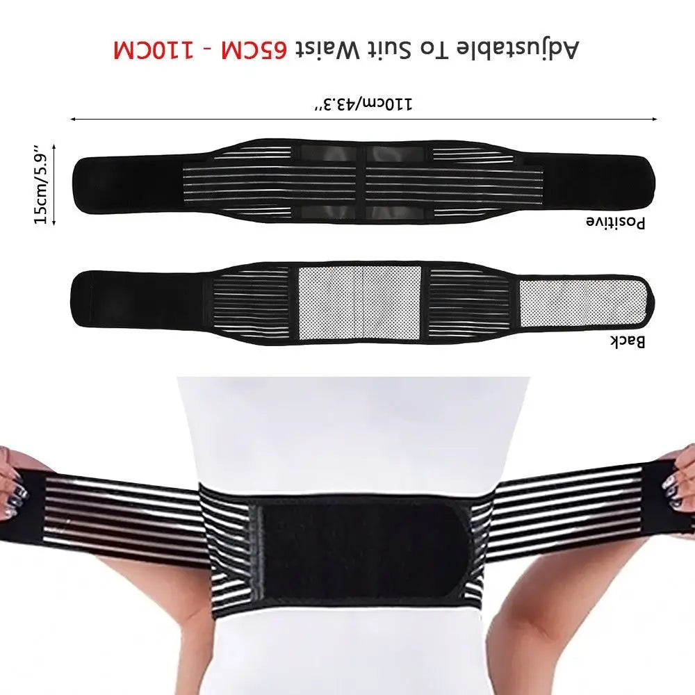 S-XL Adjustable Self Heating Magnetic Therapy Back Support Brace Belt Lumbar Lower Waist Double Pain Relief Relief Health Care