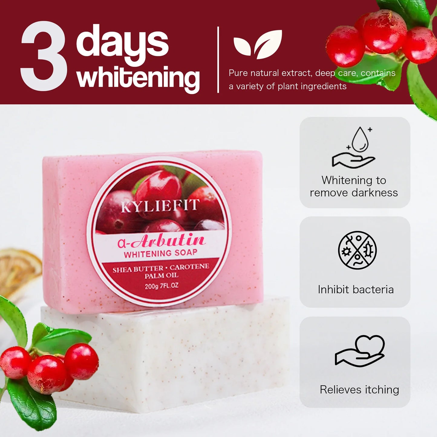 Brightening Soap Bar For Face And Body, Clean Skin  With Shea Butter, Carotene, Palm Oil, Arbutin, Oil Control, Soft Skin