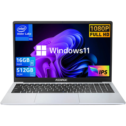 15.6 "Ultra Slim Laptop 16GB RAM GB SSD Intel N95 Notebook Gamer * 1080 Display Office Study Computer PC Windows 11 Pro